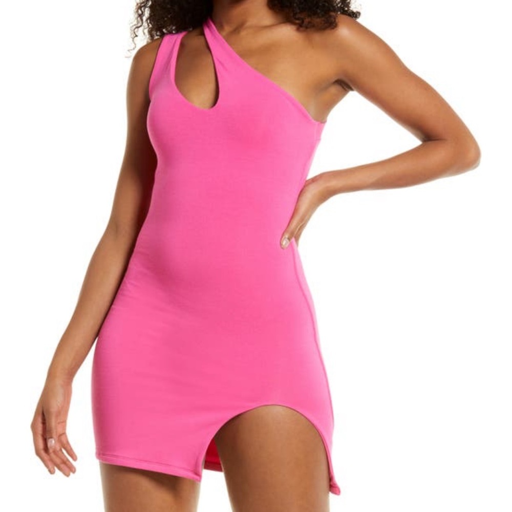 One-shoulder Cutout Sheath Minidress
